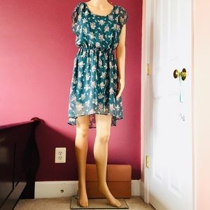 Soprano Chiffon Floral Short Sleeve Hi-Lo S